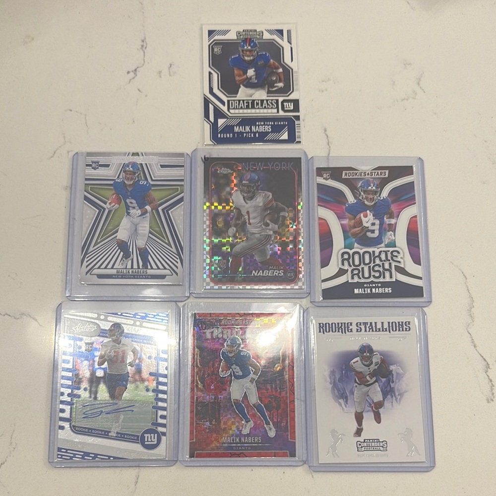 New York Giants Football Trading Card Set - Blue and White. Malik Nabers